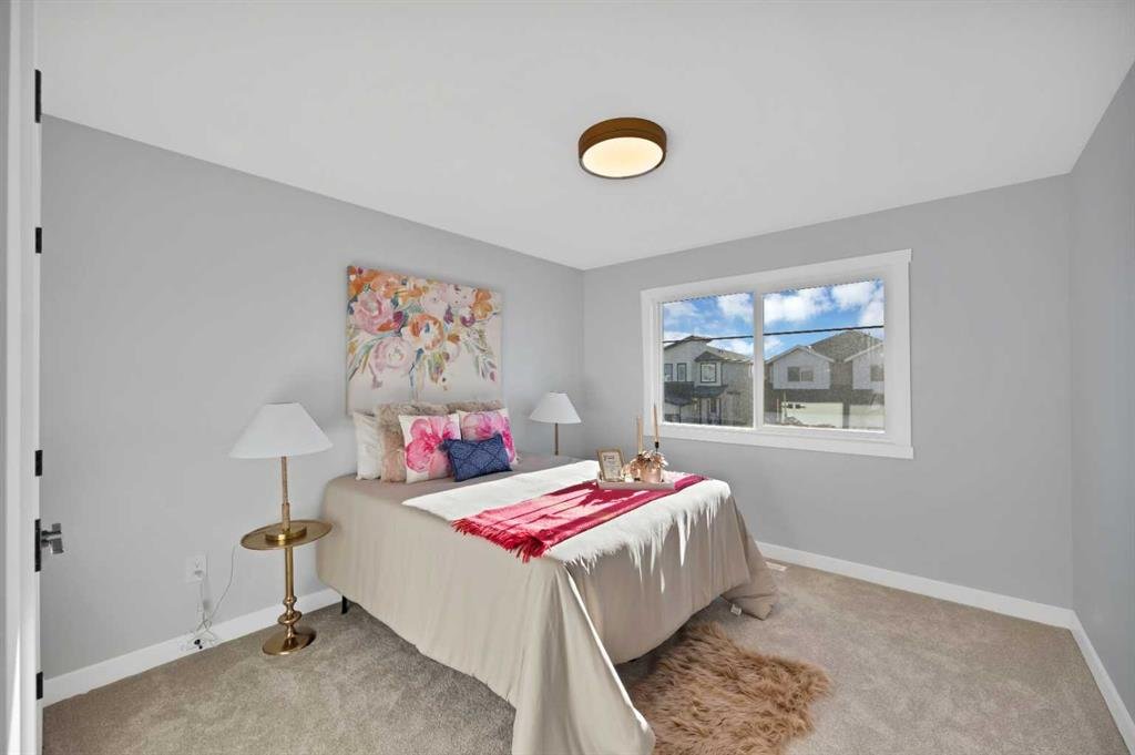 Floral bedroom staging